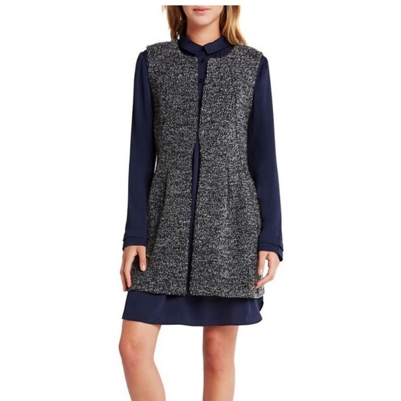 NWT BCBGeneration Boucle Cardigan Coat Sweater Gray Black Teddy Size S BCBG - Picture 3 of 8